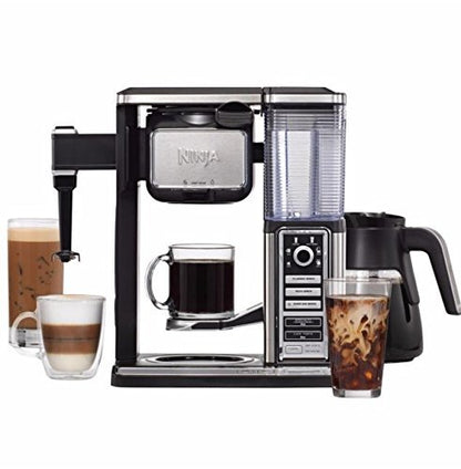 Ninja CF090CO Coffee Bar w/Glass Carafe and Auto-iQ One Touch Intelligence, 19.5 x 10.75 x 16.75, Chrome/Black