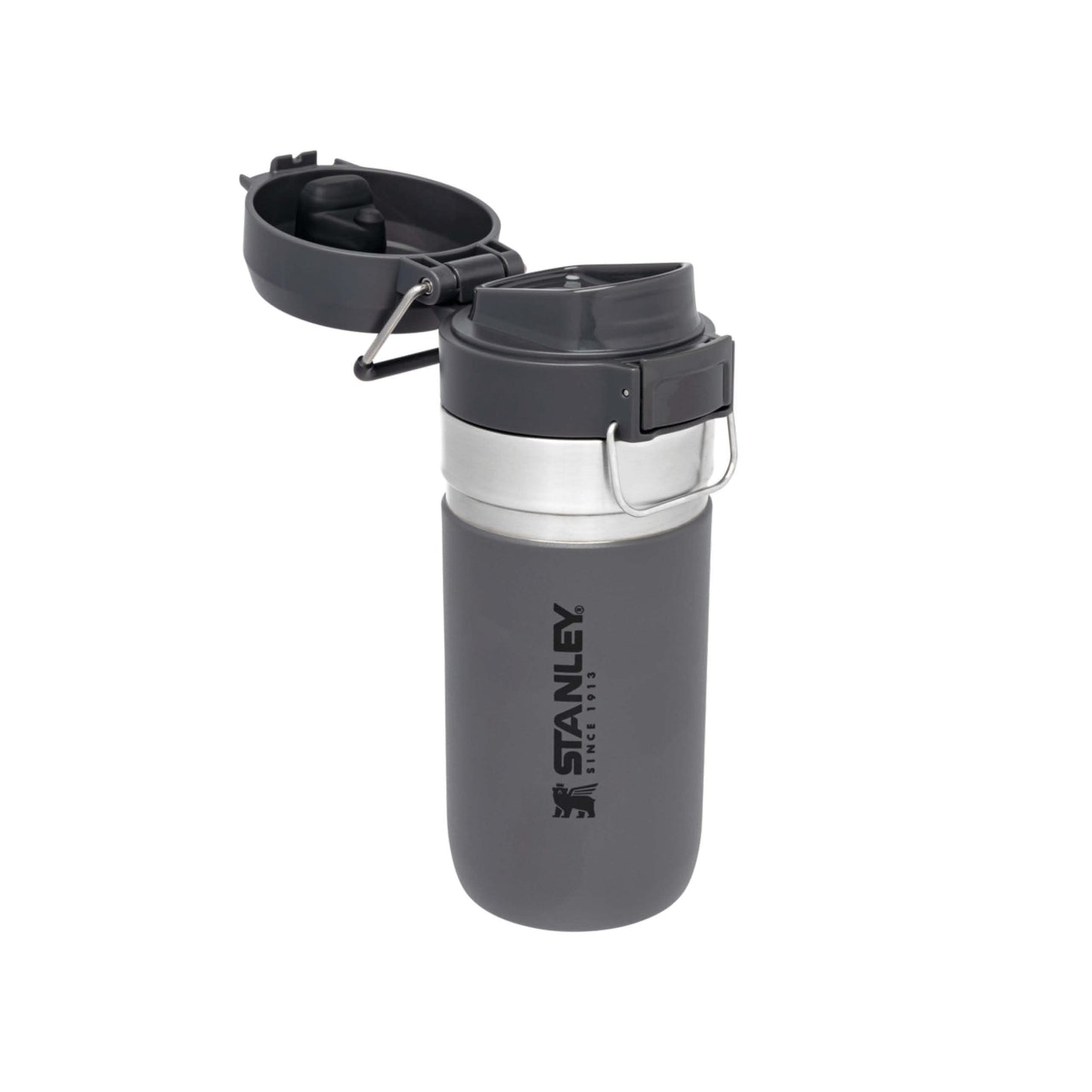 STANLEY Quick Flip Stainless Steel Water Bottle .71L / 24OZ Charcoal – Leakproof Insulated Water Bottle - Push Button Locking Lid - BPA-Free Thermos Flask - Cup Holder Compatible - Dishwasher Safe