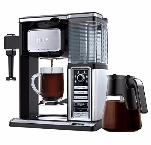 Ninja CF090CO Coffee Bar w/Glass Carafe and Auto-iQ One Touch Intelligence, 19.5 x 10.75 x 16.75, Chrome/Black