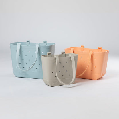 Simple Modern Large Beach Bag | Waterproof Getaway Rubber Tote with Zipper Pocket for Travel, Pool, Boat, Groceries, Sports | Almond Birch
