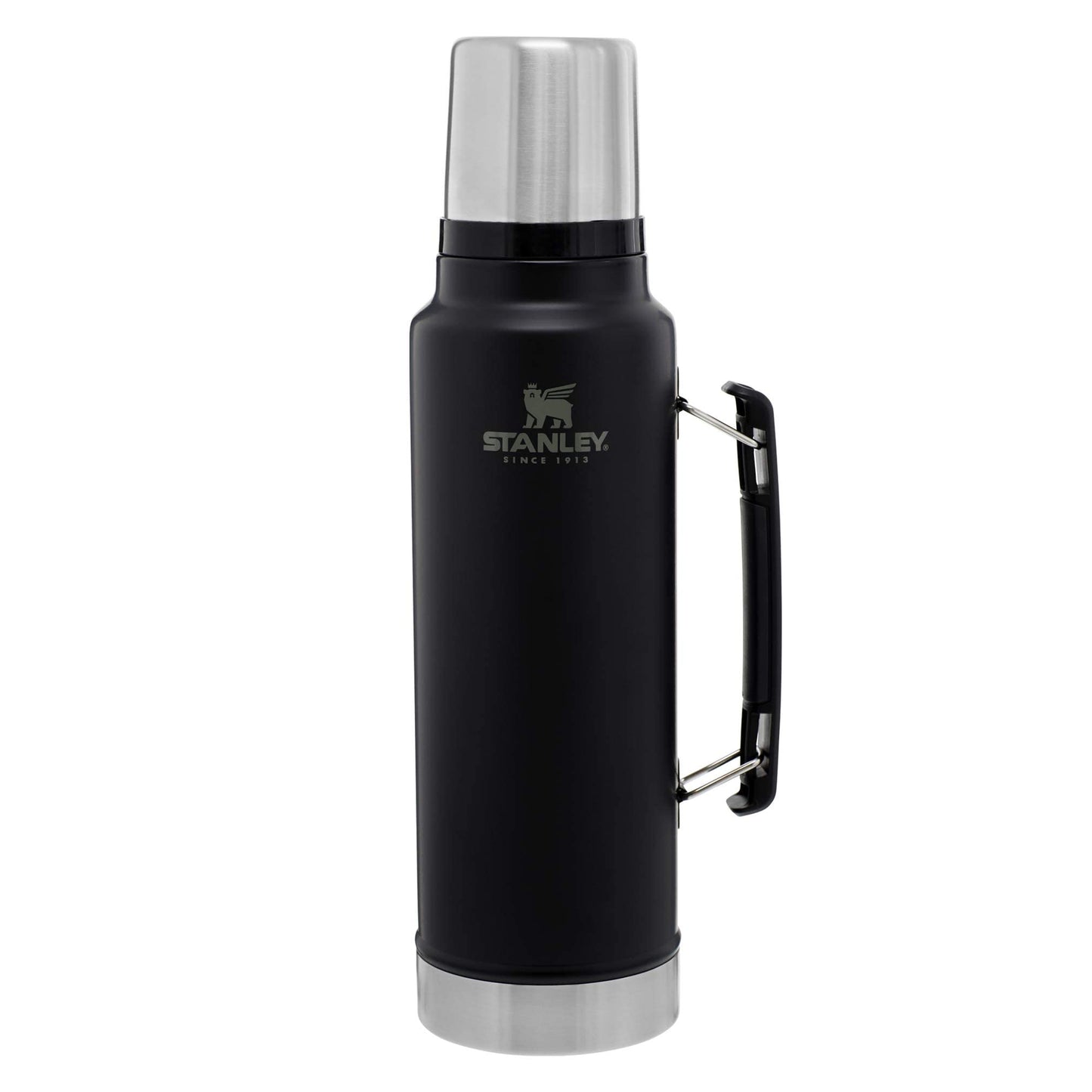 Stanley Classic Legendary Vacuum Bottle 1.5 qt | Wide Mouth with Leakproof Cup Lid | Keep Drinks Hot or Cold | Packable for Travel | Insulated Stainless Steel Thermos | BPA-Free | Matte Black