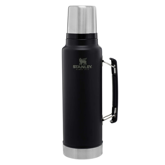 Stanley Classic Legendary Vacuum Bottle 1.5 qt | Wide Mouth with Leakproof Cup Lid | Keep Drinks Hot or Cold | Packable for Travel | Insulated Stainless Steel Thermos | BPA-Free | Matte Black