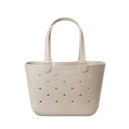 Simple Modern Large Beach Bag | Waterproof Getaway Rubber Tote with Zipper Pocket for Travel, Pool, Boat, Groceries, Sports | Almond Birch