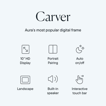 Aura Carver HD WiFi Digital Picture Frame, 10.1”, Add Photos with Aura App, Free Unlimited Storage - Wirecutter’s Pick for Best Digital Photo Frame 2022 - Gravel