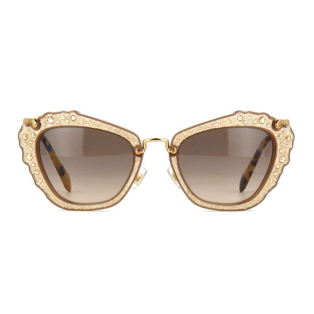 Miu Miu MU04QS MAR3D0 Opal Beige Noir Cats Eyes Sunglasses Lens Category 2 Size
