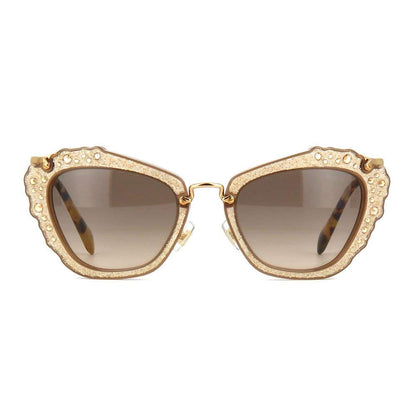 Miu Miu MU04QS MAR3D0 Opal Beige Noir Cats Eyes Sunglasses Lens Category 2 Size