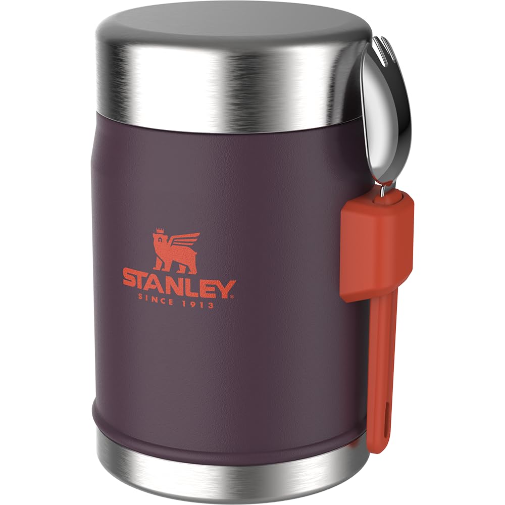 STANLEY Classic Legendary Thermal Lunch Box 0.4L with Spork – Keeps Cold or Hot 7 Hours – Adult Hot Food Thermos – Stainless Steel – BPA-Free – Dishwasher Safe – Plum