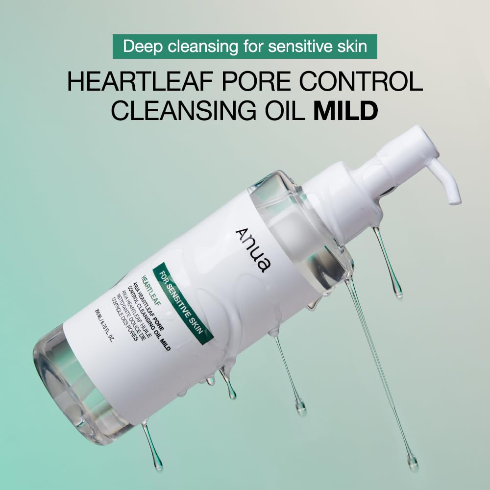 ANUA Gentle Double Cleanser Duo for Facial Cleansing : Heartleaf Pore Control Cleansing Oil Mild & Hydrating Gentle Foaming Cleanser for Double Cleansing, Daily Facial Cleanser, Korean Skincare