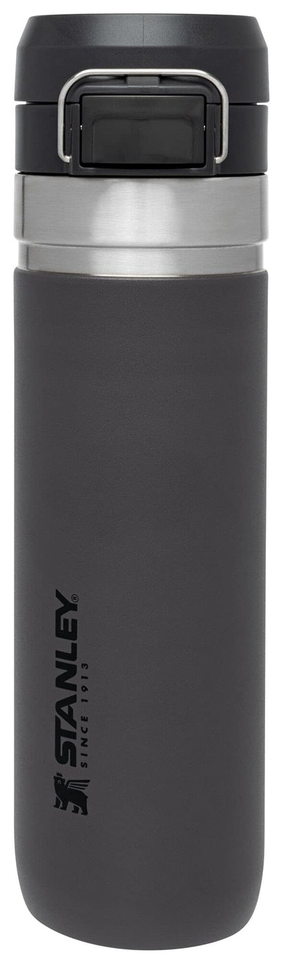 Stanley Quick Flip GO Water Bottle 24 oz | Push Button Lid | Leakproof and Packable for Travel and Sports | Insulated Stainless Steel | BPA-Free | Charcoal
