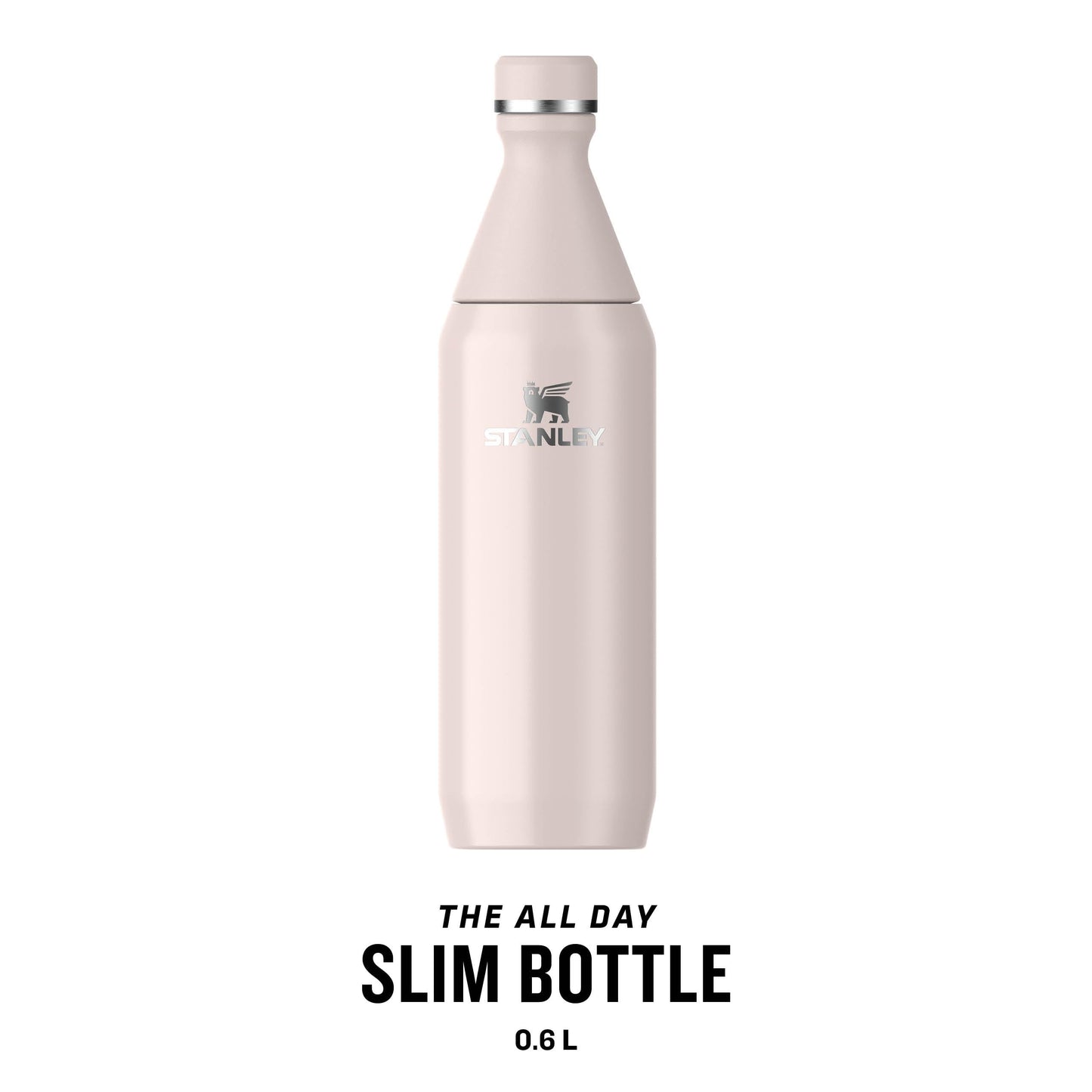STANLEY The All Day Slim Sports Water Bottle 0.6L - Cold For 6 Hours - Iced For 11 Hours - BPA-Free Recycled Stainless Steel - Leakproof - Dishwasher Safe - Rose Quartz