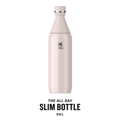 STANLEY The All Day Slim Sports Water Bottle 0.6L - Cold For 6 Hours - Iced For 11 Hours - BPA-Free Recycled Stainless Steel - Leakproof - Dishwasher Safe - Rose Quartz