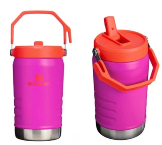 Stanley IceFlow Flip Straw Jug with Handle 64 oz| Twist On Lid and Flip Up Straw | Leak Resistant for Travel and Sports | Insulated Stainless Steel |BPA-Free | Vivid Violet/Orange