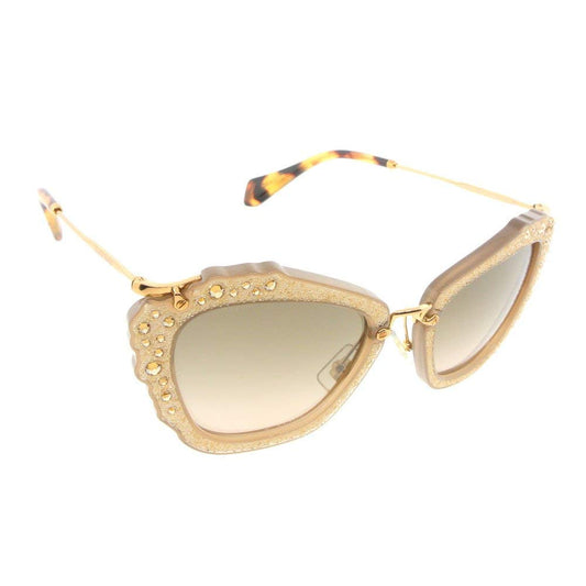 Miu Miu MU04QS MAR3D0 Opal Beige Noir Cats Eyes Sunglasses Lens Category 2 Size