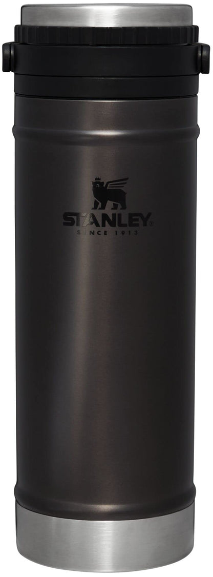 Stanley Travel Mug with Integrated French Press 16 oz | 5 Minute Brew, 4 Hours Hot, Leakproof Lid | Mesh Filter for Coffee Grounds | Insulated Stainless Steel Coffee Maker | BPA-Free | Charcoal Glow