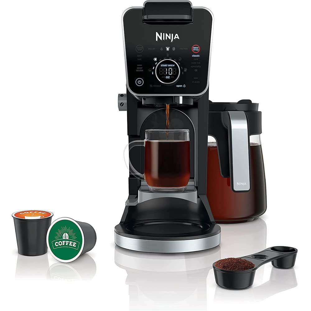 Ninja CFP301 DualBrew Pro Specialty 12-Cup Drip Coffee Maker (Renewed) Bundle with Deco Chef 3.7QT Electric Oil-Free Digital Air Fryer for Healthy Frying