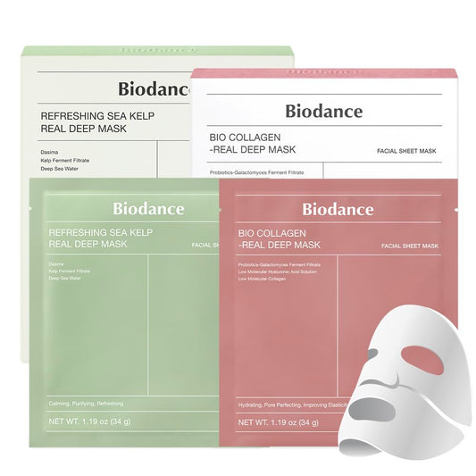 BIODANCE Clear Glow Mask Duo: Bio Collagen & Refreshing Sea Kelp Real Deep Mask