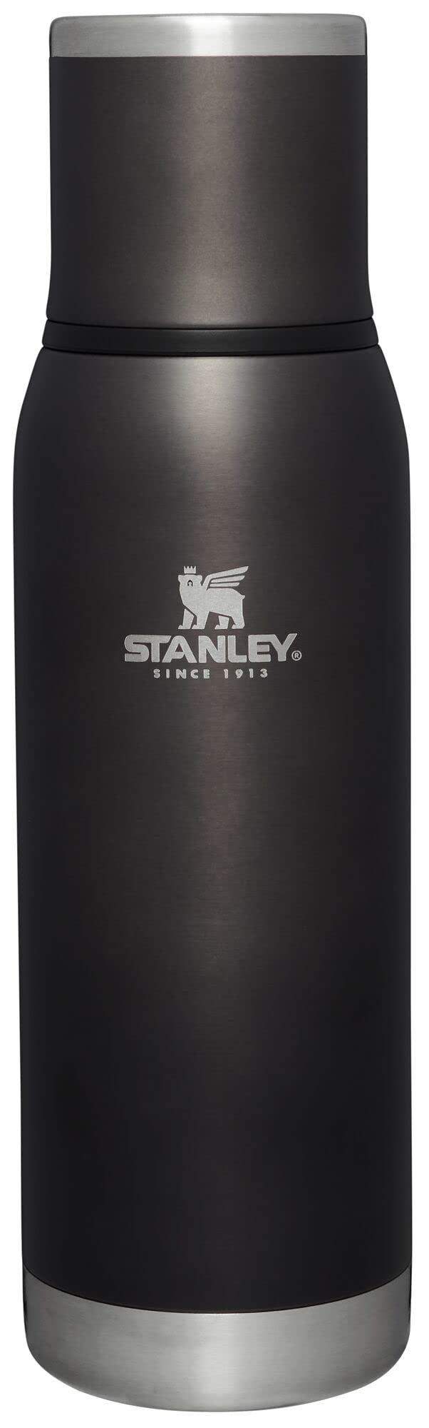 Stanley Adventure-To-Go Vacuum Bottle 25 oz | Wide Mouth with Leakproof Cup Lid | Keep Drinks Hot or Cold | Packable for Travel | Insulated Stainless Steel Thermal Bottle | BPA-Free | Charcoal Glow