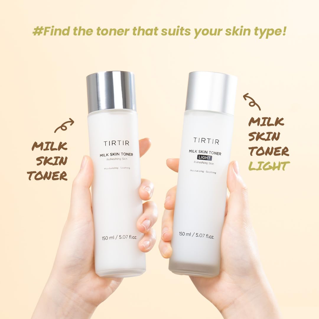 TIRTIR Milk Skin Rice Toner Light | Instant Hydration with 4% Niacinamide, Pantenol, Lightweight, Pore-Tightening, Vegan, Acne-Prone, Oily Skin, Fungal Acne Safe, Korean Skin Care, 5.07 Fl Oz