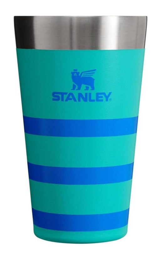 STANLEY Adventure Stacking Beer Pint Cup Tumbler-16oz | Stackable Drinking Cup for Cold Beverages | Dishwasher Safe | Insulated Stainless Steel Tumbler | BPA-Free | Aqua Striped