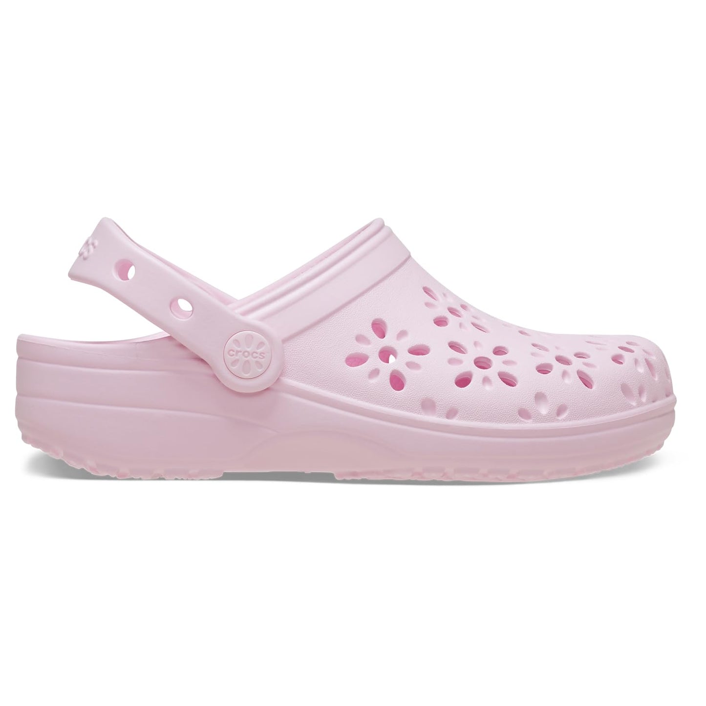 Crocs Unisex-Child Classic Clogs with Floral Cut Out Design, Kids and Toddler Shoes, Pink Milk, 6 Toddler