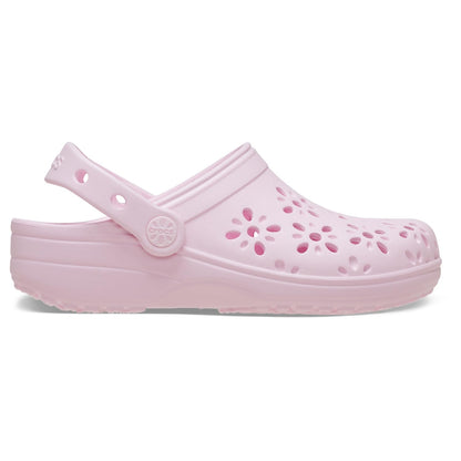 Crocs Unisex-Child Classic Clogs with Floral Cut Out Design, Kids and Toddler Shoes, Pink Milk, 6 Toddler