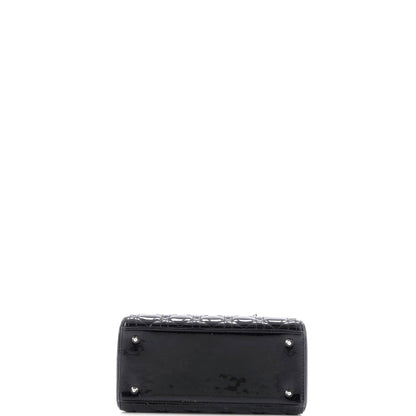 Christian Dior, Pre-Loved Lady Dior Bag Cannage Quilt Patent Medium, Black