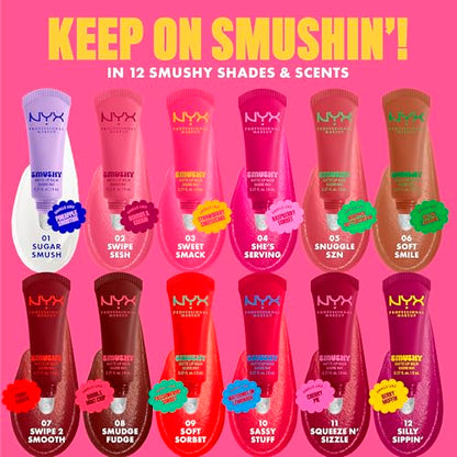 NYX PROFESSIONAL MAKEUP Smushy Matte Lip Balm, Tinted Lip Moisturizer with Soft, Matte Finish - Sugar Smush (Transparent)