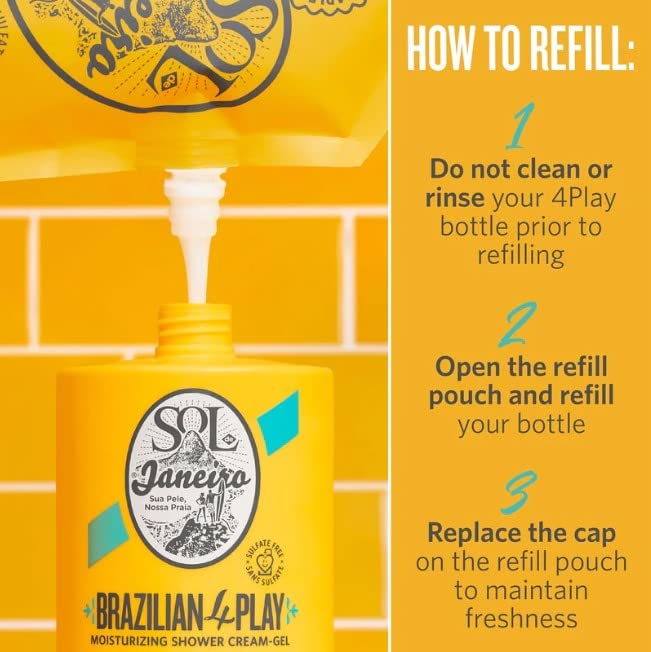 SOL DE JANEIRO Brazilian Play Moisturizing Shower Cream Gel Body Wash 1L with 1L Refill Pouch - Amazon Exclusive