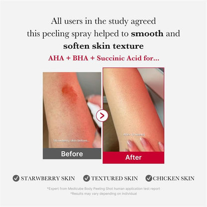 medicube red glow body essentials- Red Body Peeling Shot Body Spray Cleanser + Red Body Wash