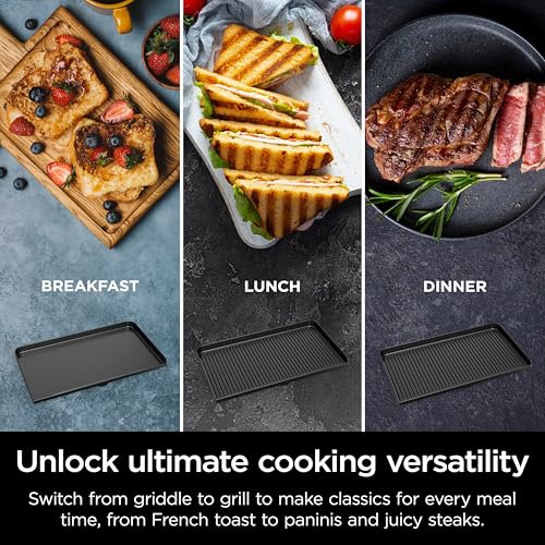 Ninja Sizzle Pro XL 20-Inch Indoor Griddle + Grill, Detachable Ventilated Lid, Grease Control, Ceramic Nonstick Plates, Even Edge-to-Edge Cooking, Extra Large Capacity, Versatile, Silver, GX101