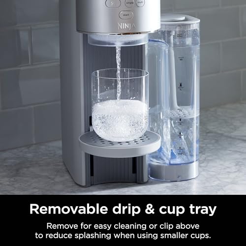 Ninja Thirsti Max Custom Hydration System, Soda Maker, Sparkling Water Maker, Custom Still & Sparkling Drinks, Compact Design, With 60L CO₂ Cylinder & Flavored Water Drops, Silver WC2002