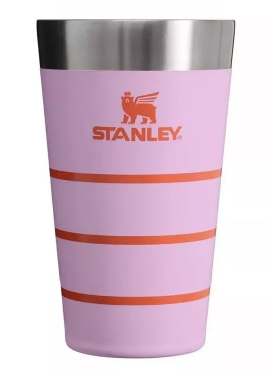 STANLEY Adventure Stacking Beer Pint Cup Tumbler-16oz | Stackable Drinking Cup for Cold Beverages | Dishwasher Safe | Insulated Stainless Steel Tumbler | BPA-Free | Amethyst/Orange Striped