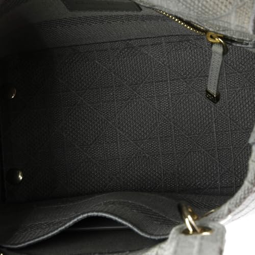 Christian Dior, Pre-Loved Lady D-Lite Bag Cannage Embroidered Canvas Medium, Gray