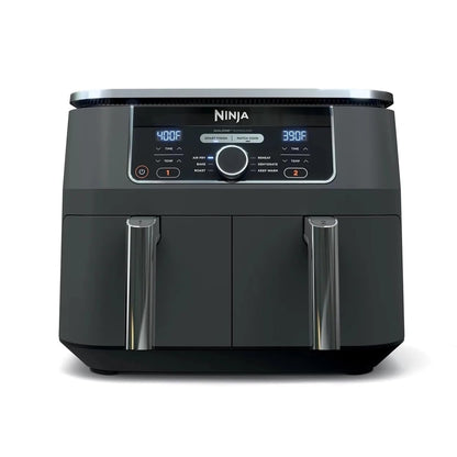 Ninja AD150 Foodi 8 Quart 6-in-1 DualZone 2-Basket Air Fryer with 2 Independent Frying Baskets, Match Cook & Smart Finish to Roast, Broil, Dehydrate & More for Quick, Easy Meals, Black (Renewed)