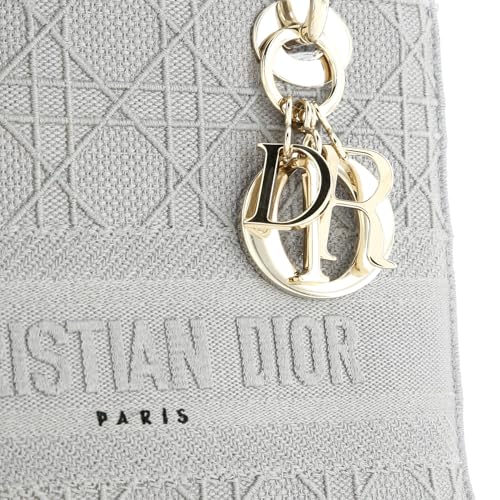 Christian Dior, Pre-Loved Lady D-Lite Bag Cannage Embroidered Canvas Medium, Gray