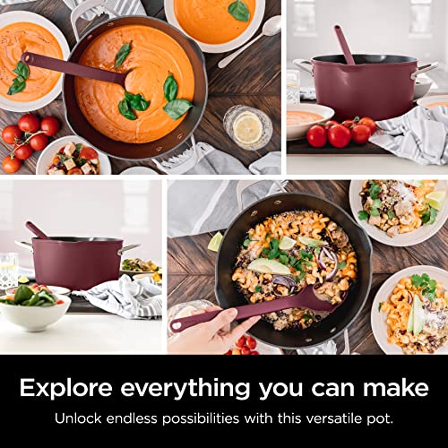 Ninja CW202RD Foodi NeverStick PossiblePot, Premium Set with 7-Quart Capacity Pot, Roasting Rack, Glass Lid & Integrated Spoon, Nonstick, Durable & Oven Safe to 500°F, Cherry Tart