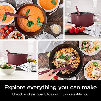 Ninja CW202RD Foodi NeverStick PossiblePot, Premium Set with 7-Quart Capacity Pot, Roasting Rack, Glass Lid & Integrated Spoon, Nonstick, Durable & Oven Safe to 500°F, Cherry Tart