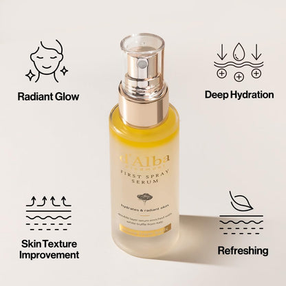 d'alba Piedmont Italian White Truffle First Spray Serum, Vegan Skin Care, Hydrating Face Moisturizer, Glow Serum for Radiant Skin, Non Comedogenic, All In One Mist (1.69 fl oz.)