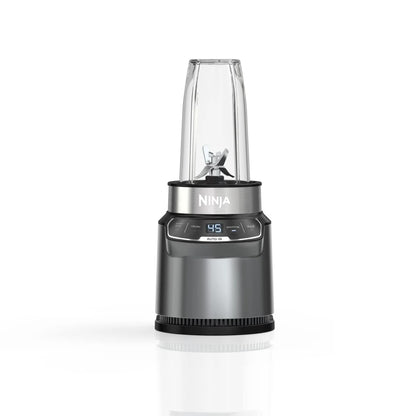 Ninja BN400 Nutri Pro Compact Personal Blender, Auto-iQ Technology, 1000-Watts, for Frozen Drinks, Smoothies, Sauces & More, with 18-oz. & 24-oz. To-Go Cups & Spout Lids, Stone Silver (Renewed)