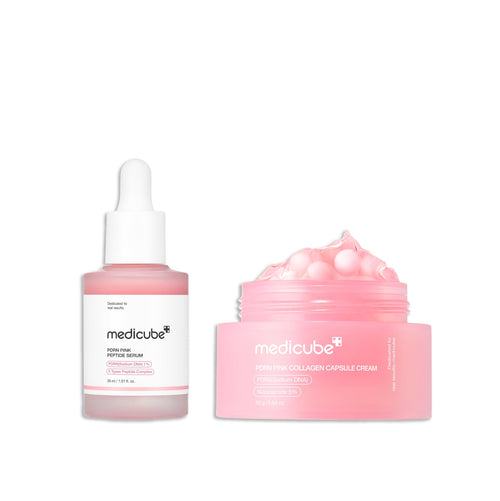 medicube Overnight Renewal Salmon PDRN Duo: Salmon DNA PDRN Pink Peptide Serum and Salmon DNA PDRN Pink Collagen Capsule Cream