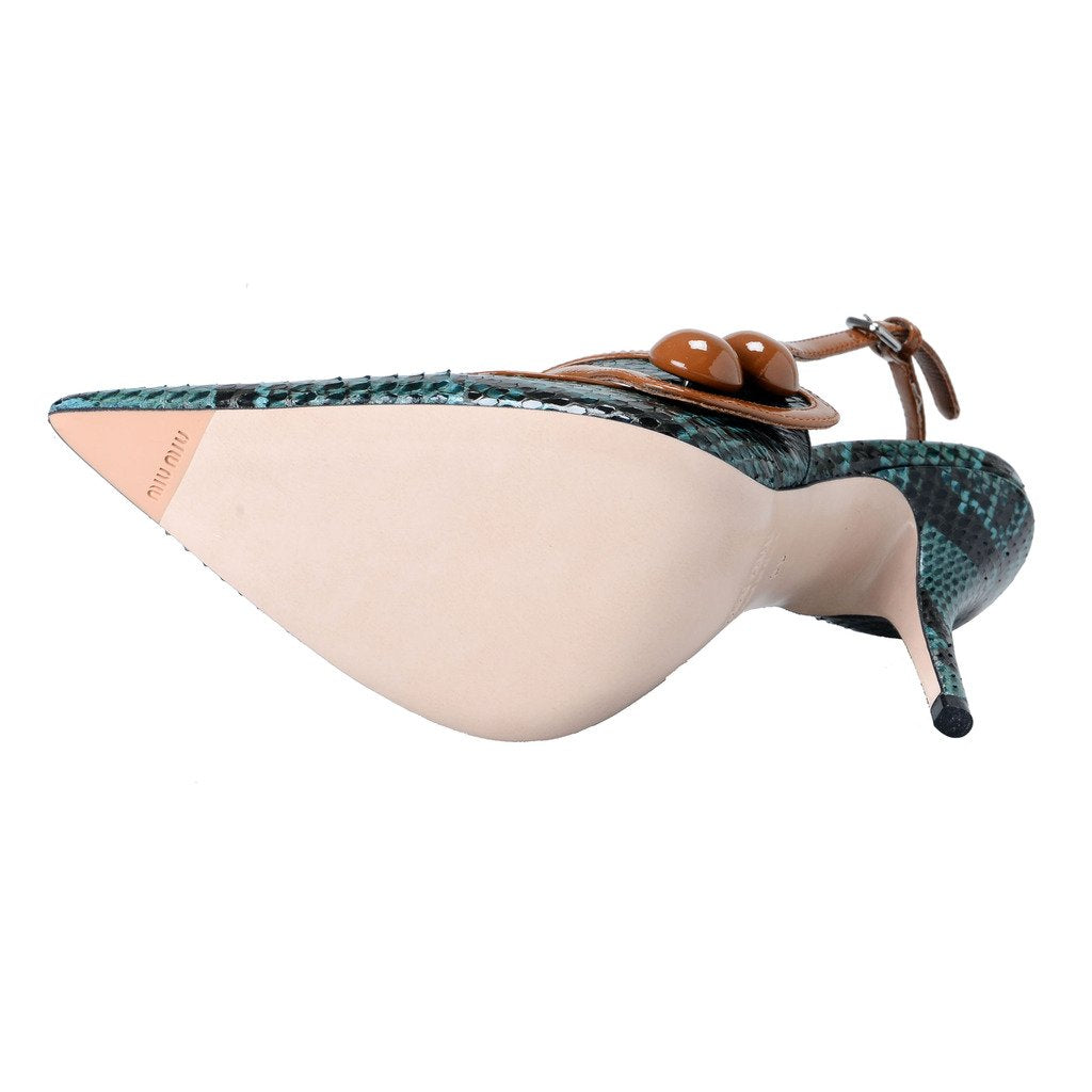 Miu Miu Women's Python Leather High Heel Slingbacks Pumps Shoes US 5 IT 35; Multi-Color
