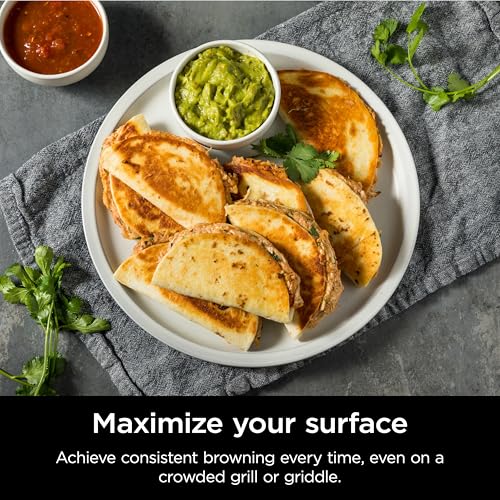 Ninja Sizzle Pro XL 20-Inch Indoor Griddle + Grill, Detachable Ventilated Lid, Grease Control, Ceramic Nonstick Plates, Even Edge-to-Edge Cooking, Extra Large Capacity, Versatile, Silver, GX101