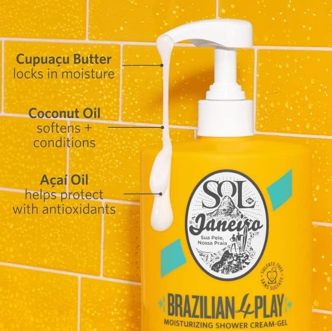 SOL DE JANEIRO Brazilian Play Moisturizing Shower Cream Gel Body Wash 1L with 1L Refill Pouch - Amazon Exclusive