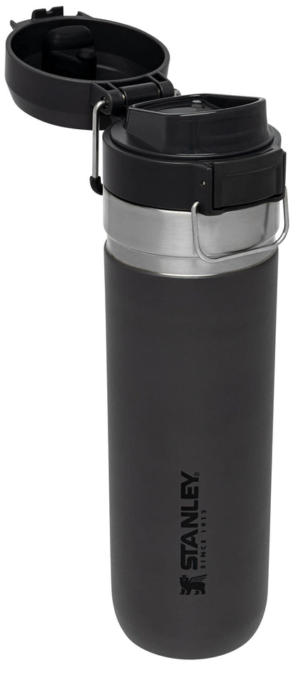 Stanley Quick Flip GO Water Bottle 24 oz | Push Button Lid | Leakproof and Packable for Travel and Sports | Insulated Stainless Steel | BPA-Free | Charcoal