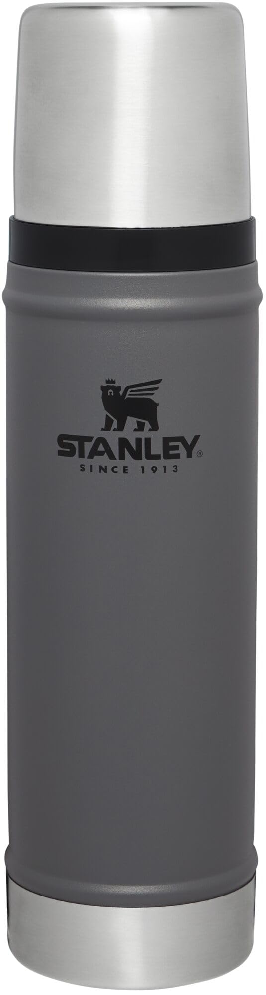 Stanley Classic Legendary Vacuum Bottle 20 oz | Wide Mouth with Leakproof Cup Lid | Keep Drinks Hot or Cold | Packable for Travel | Insulated Stainless Steel Thermal Bottle | BPA-Free | Charcoal