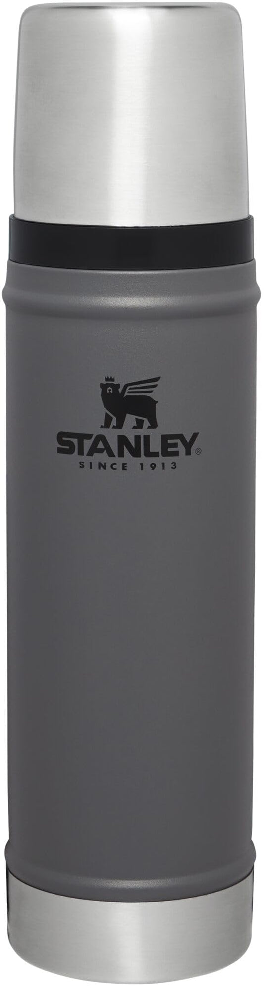 Stanley Classic Legendary Vacuum Bottle 20 oz | Wide Mouth with Leakproof Cup Lid | Keep Drinks Hot or Cold | Packable for Travel | Insulated Stainless Steel Thermal Bottle | BPA-Free | Charcoal