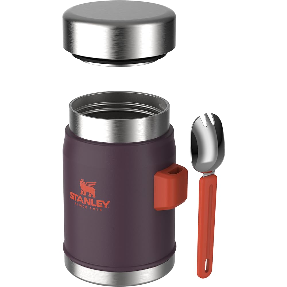 STANLEY Classic Legendary Thermal Lunch Box 0.4L with Spork – Keeps Cold or Hot 7 Hours – Adult Hot Food Thermos – Stainless Steel – BPA-Free – Dishwasher Safe – Plum