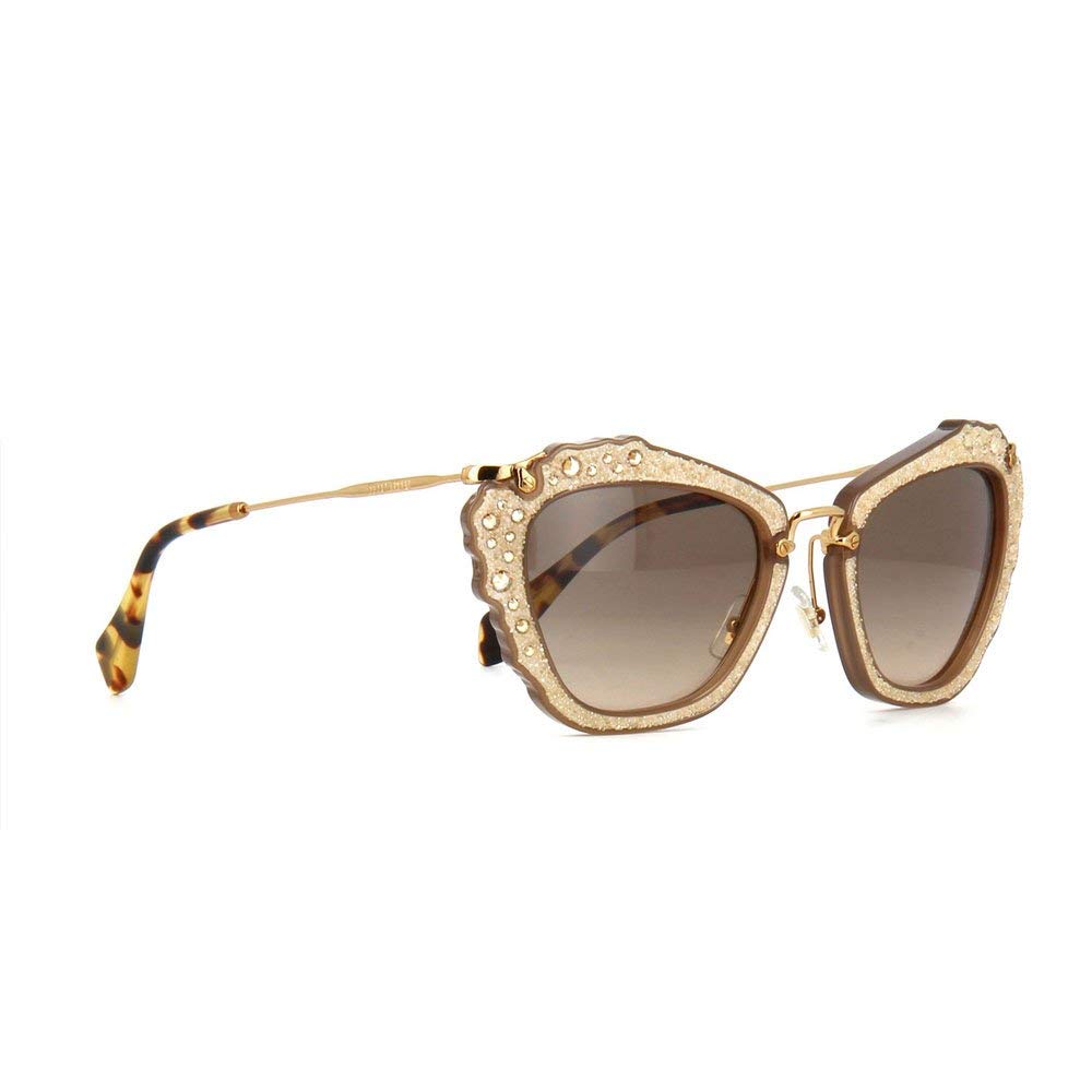 Miu Miu MU04QS MAR3D0 Opal Beige Noir Cats Eyes Sunglasses Lens Category 2 Size
