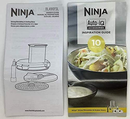 MUST READ Details - Compact Size - Ninja Chute Feed Lid Slicer Shredder Grater Discs for 40oz Bowl BL491 BL492 BL493 BL494 CT670V CT671AV CT672A CT672V Blender