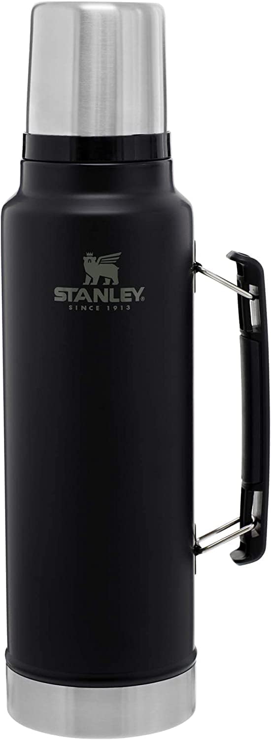 Stanley Classic Legendary Vacuum Bottle 1.5 qt | Wide Mouth with Leakproof Cup Lid | Keep Drinks Hot or Cold | Packable for Travel | Insulated Stainless Steel Thermos | BPA-Free | Matte Black